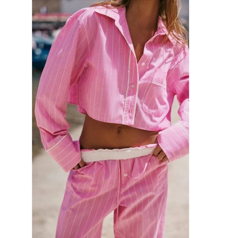 ZARA CROP OXFORD SHIRT, striped pastel pink - Picture 16 of 16